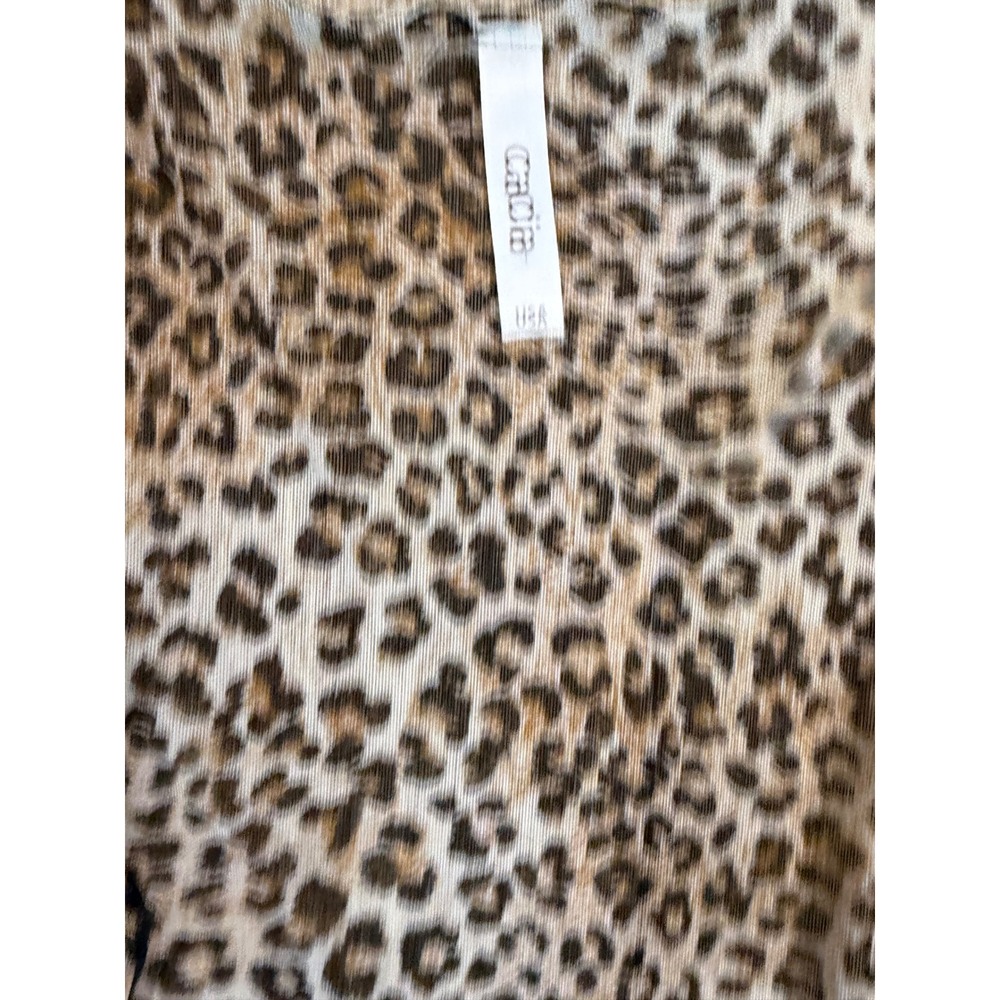 Leopard Print Kimono Cover Up Women OS Brown Sheer Animal Mesh High Low Mob Wife - Picture 6 of 7